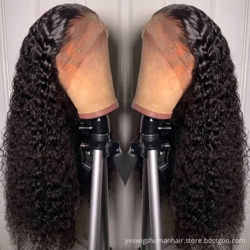 Cheap Afro Kinky Curly Raw Brazilian Virgin Human Hair Hd Full 360 Lace Front Wig Transparent Lace Frontal Wig For Black Women